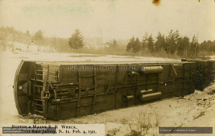 Postcard: Boston & Maine Railroad Wreck Near East Jaffrey, New Hampshire